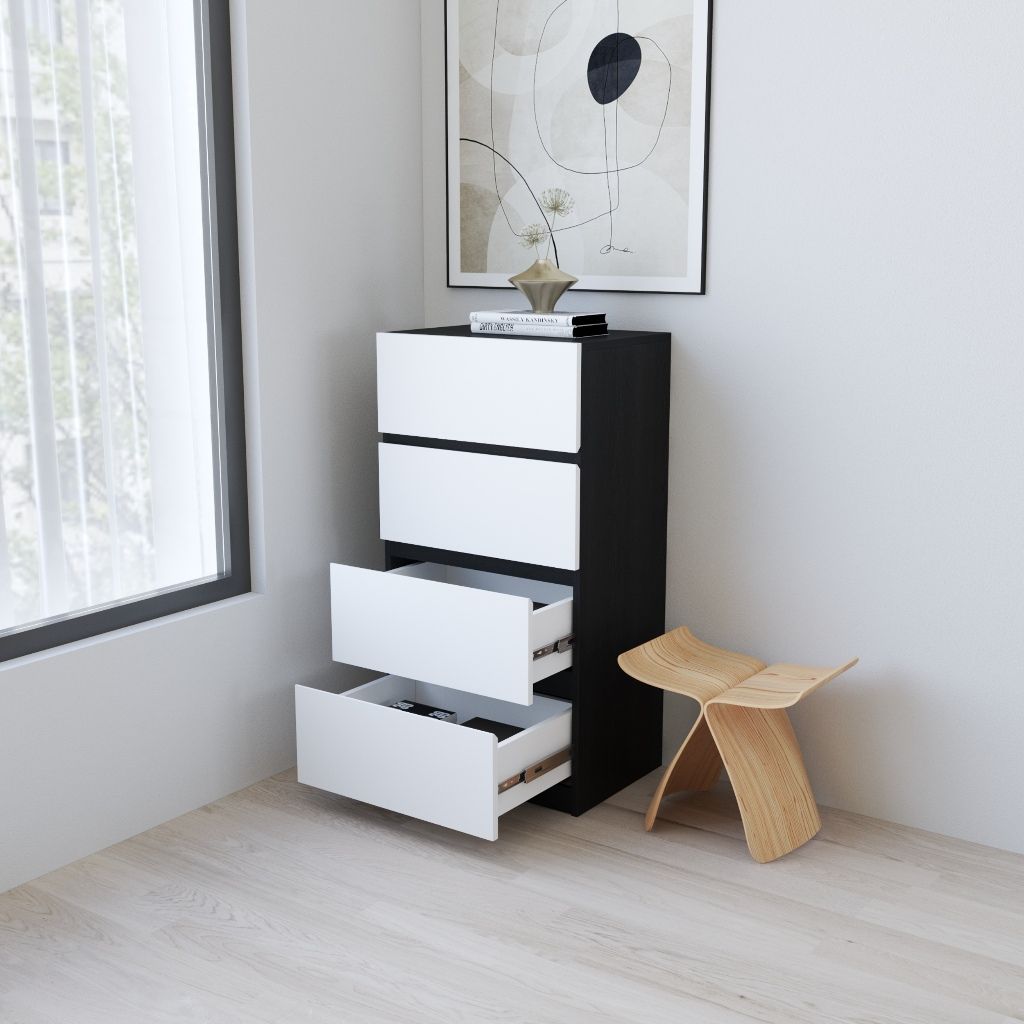 HAPPY FURNITURE , Tủ lưu trữ 4 ngăn kéo - KALA, THK_293 , 55cm x 40cm x 105cm DxRxC