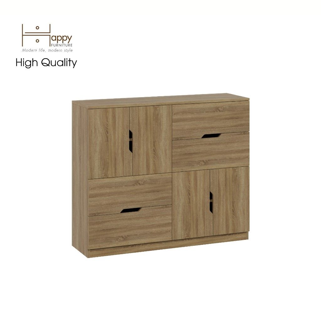 HAPPY FURNITURE , Tủ lưu trữ 4 cửa mở 4 ngăn kéo - DASH , THK_057 , 120x35x100cm