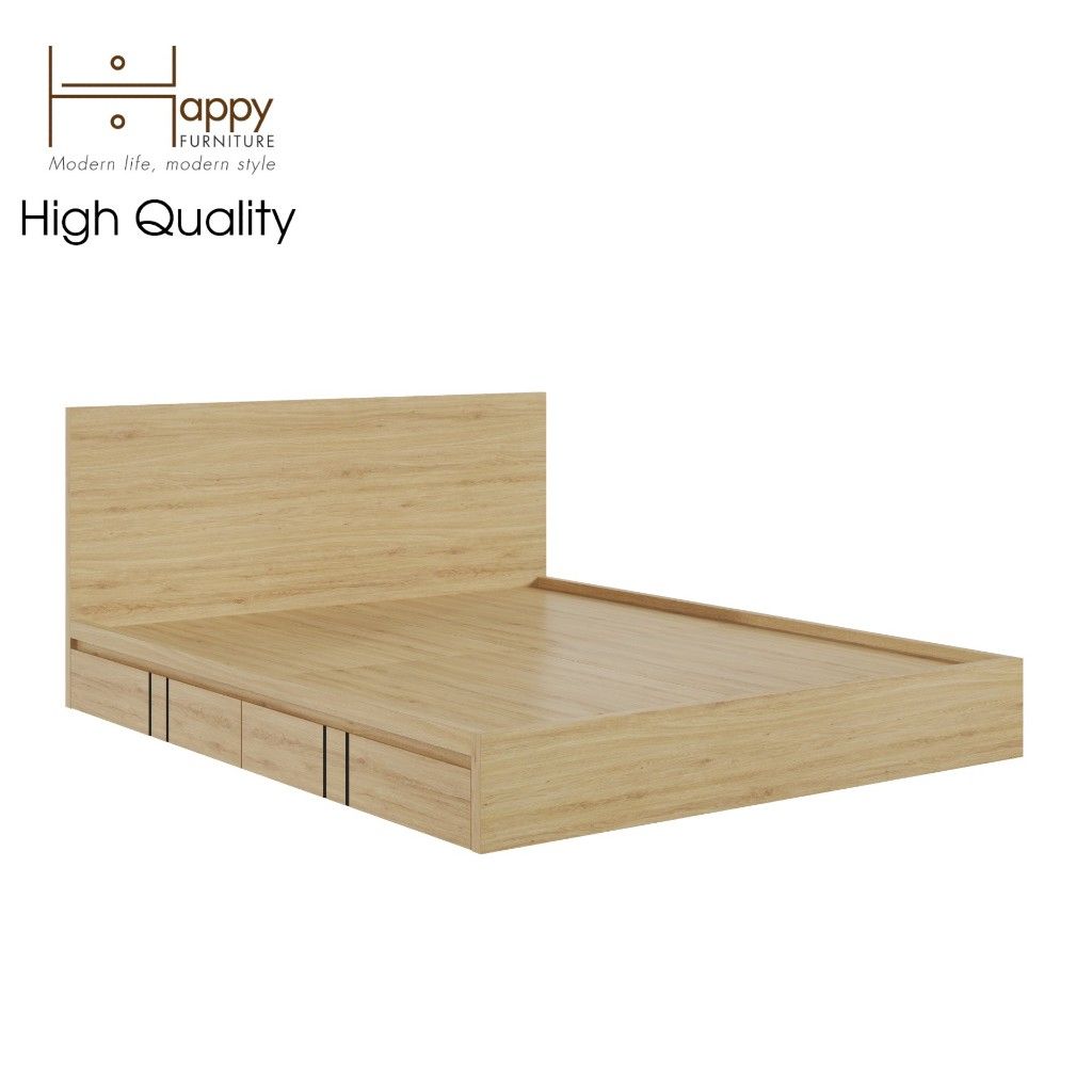 HAPPY FURNITURE , Giường ngủ 2 hộc tủ kéo - LOUIS , GNG_052 GNG_053 GNG_054 GNG_055 , 207x25cm , dài x cao