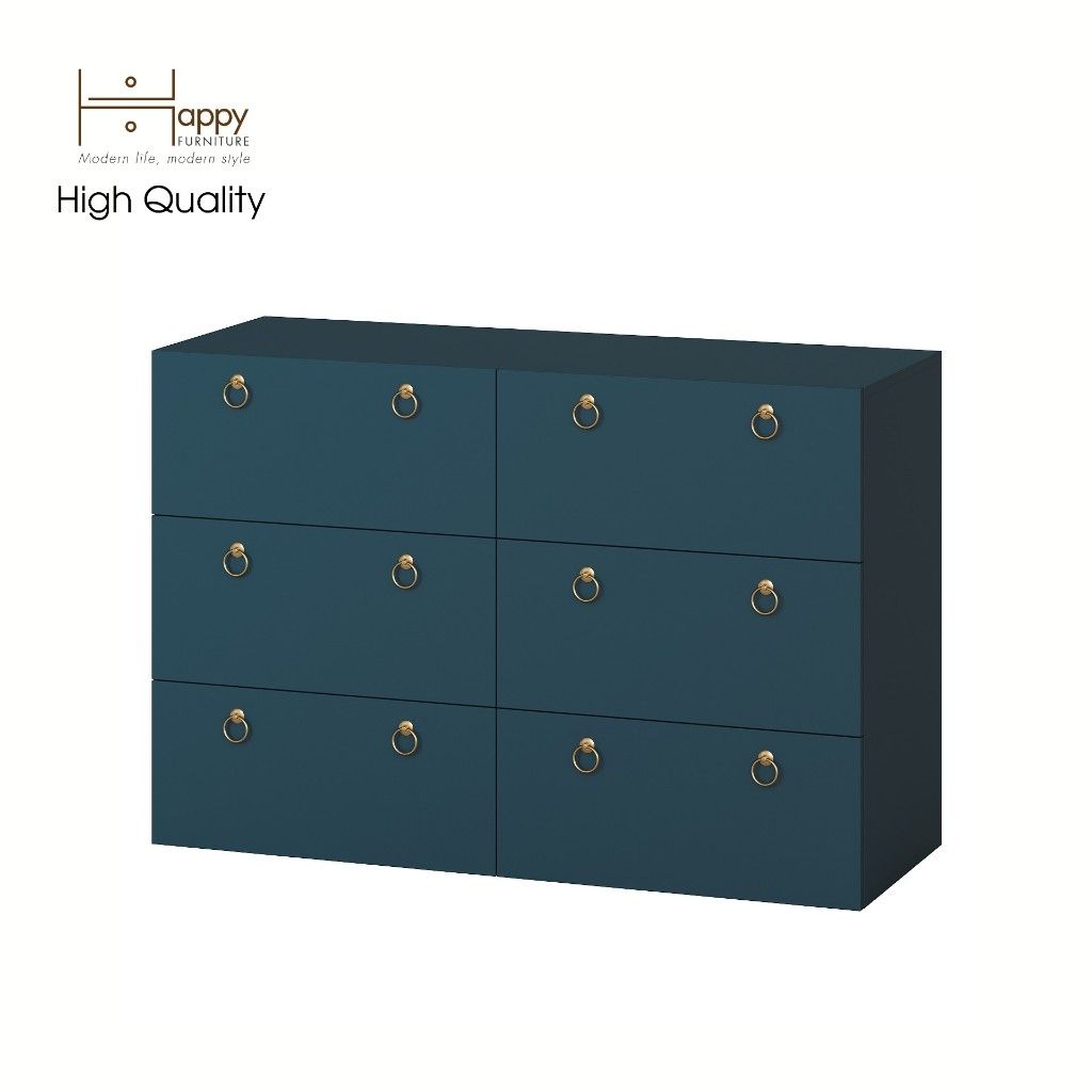 HAPPY FURNITURE , Tủ đựng đồ 6 ngăn kéo - WESLEY , THK_044 , 120cm x 45cm x 80cm