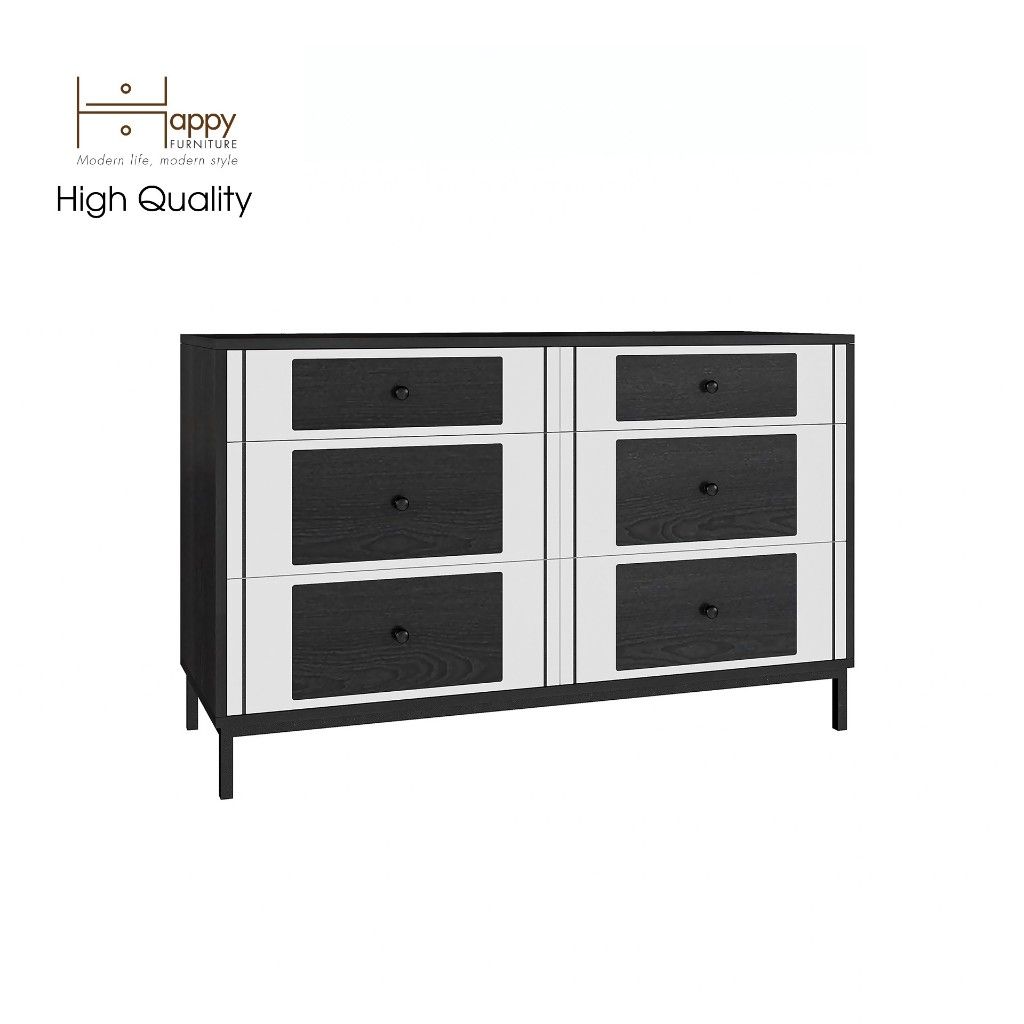 HAPPY FURNITURE , Tủ lưu trữ 6 ngăn kéo chân sắt - TAKO , THK_133 , 120x45x75cm