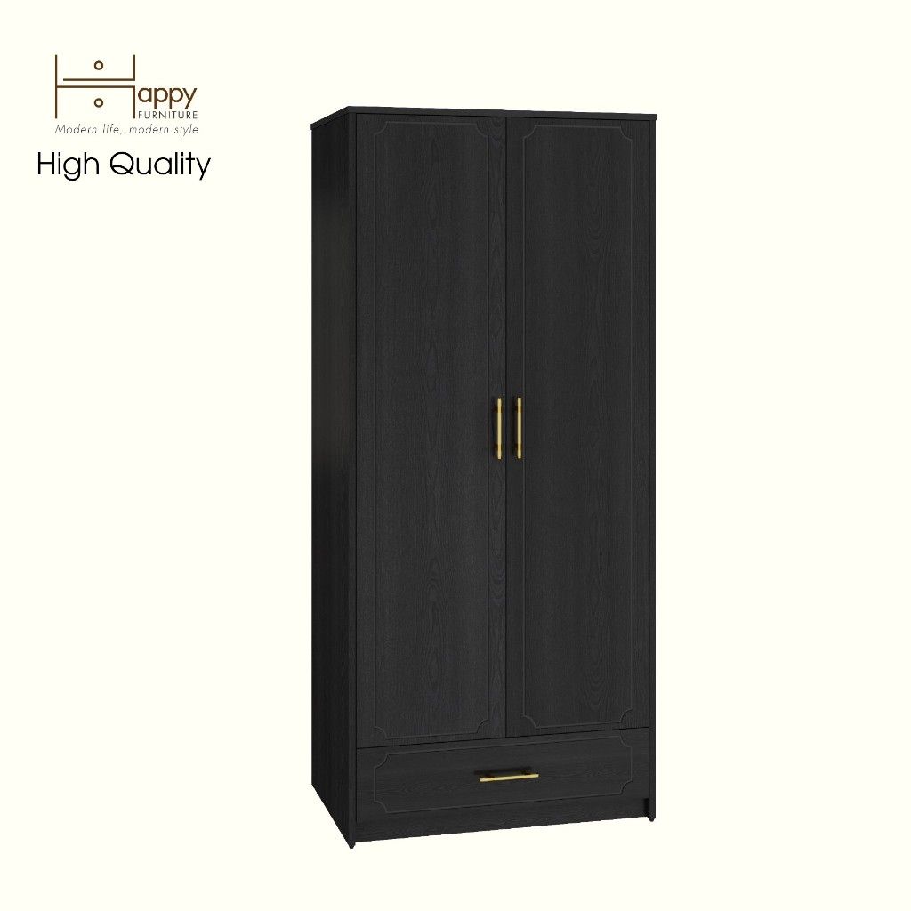 HAPPY FURNITURE , Tủ quần áo 2 cửa mở 1 ngăn kéo - NERIS , TCM_149 , 80cm x 54cm x 180cm
