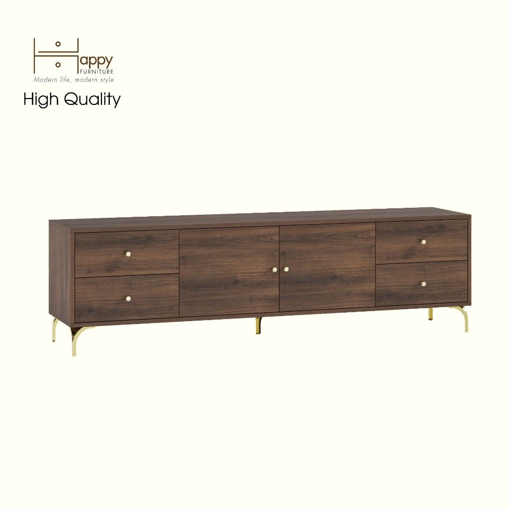 HAPPY FURNITURE , Kệ TV 2 cửa mở 4 ngăn kéo - HAPPI, KTV_082 , 180cm x 40cm x 52cm DxRxC