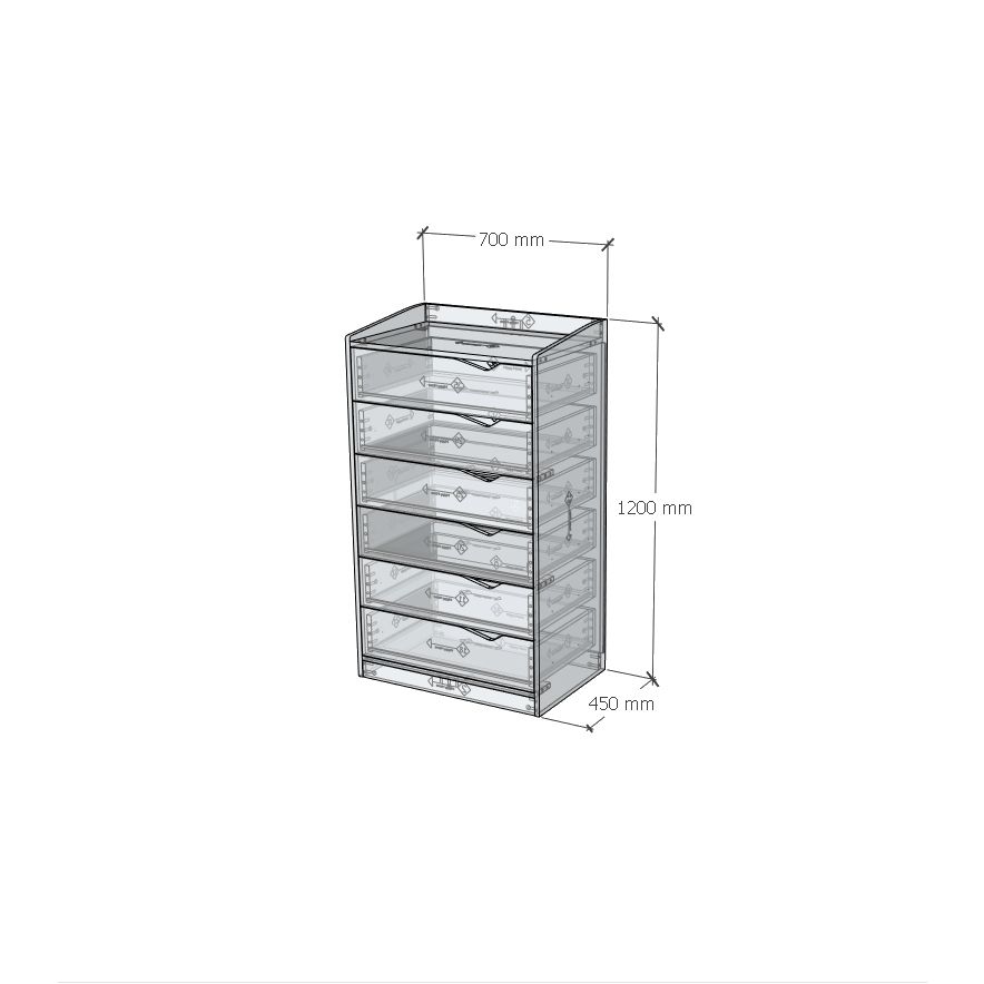 HAPPY FURNITURE , Tủ lưu trữ 6 ngăn kéo - WINNI , THK_139 , 70cm x 45cm x 120cm