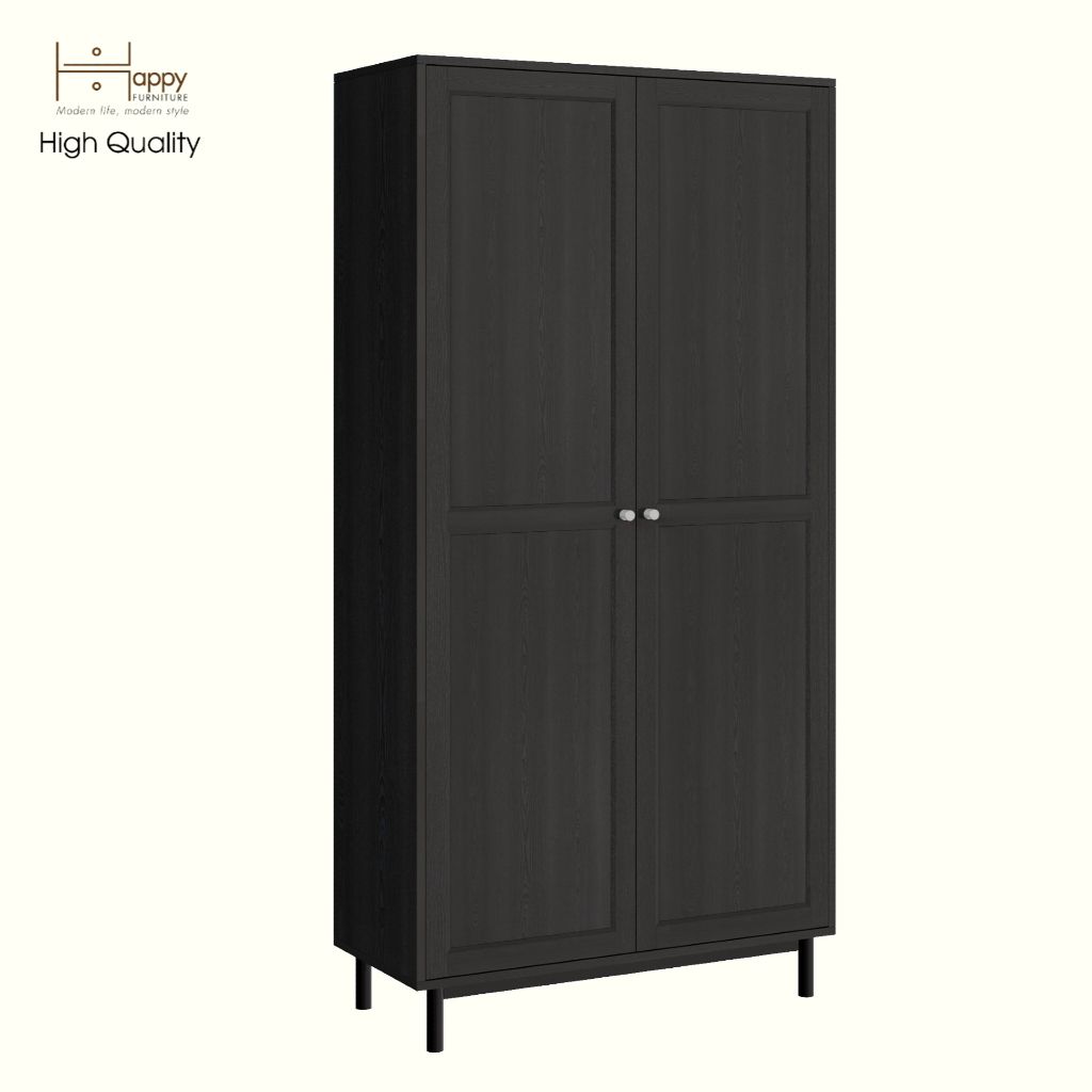 HAPPY FURNITURE , Kệ sách 6 tầng 2 cửa mở chân sắt - CATY , KSA_056 , 90cm x 39cm x 180cm