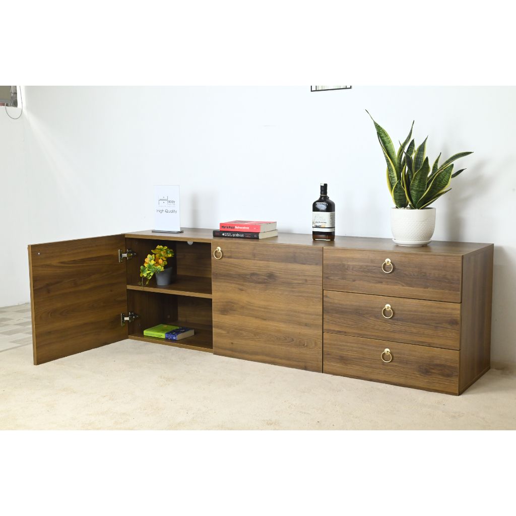 HAPPY FURNITURE , Kệ Tivi 3 ngăn kéo 2 cửa mở - WESLEY , KTV_004 , 160cm x 40cm x 50cm