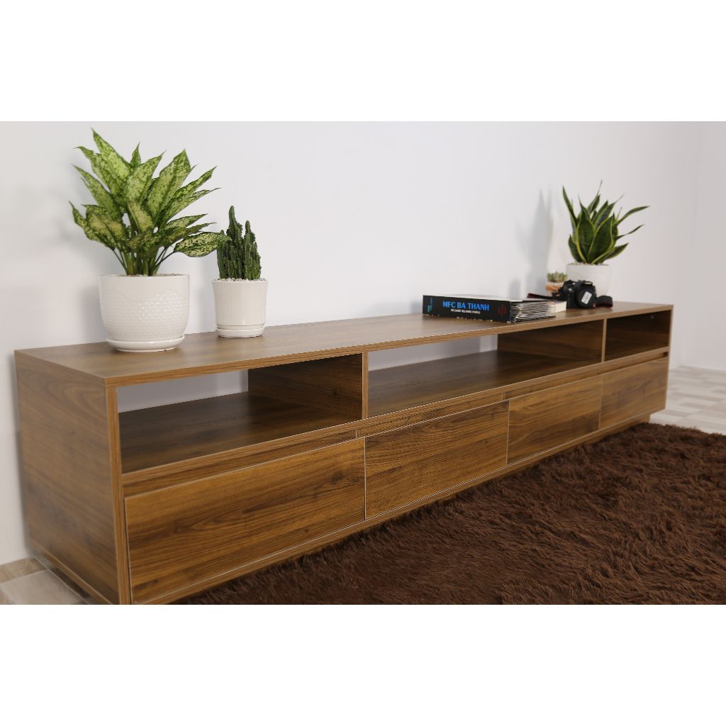 HAPPY FURNITURE , Kệ TIVI 4 ngăn kéo - ZANE , KTV_021 , 220cm x 40cm x 45cm