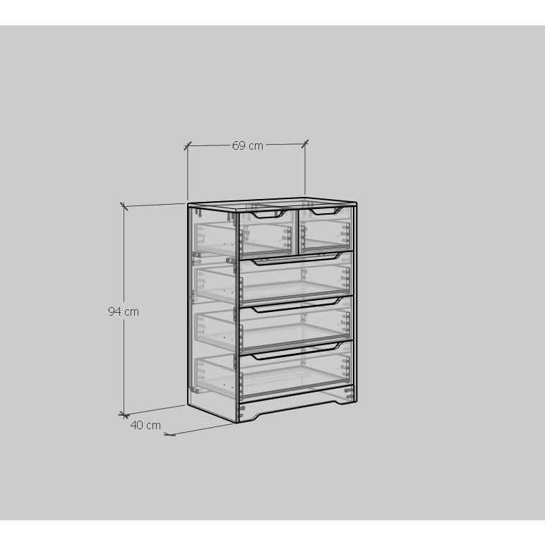 HAPPY FURNITURE , Tủ đựng đồ 5 ngăn kéo - ALEE , THK_042 , 70cm x 40cm x 94cm