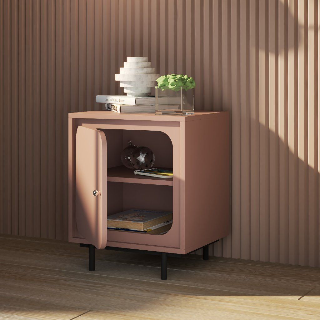 HAPPY FURNITURE , Táp đầu giường 1 cửa mở chân sắt - SWEETY , TCM_058 , 48cm x 40cm x 58cm