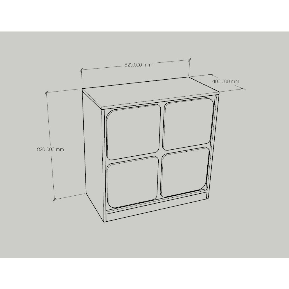 HAPPY FURNITURE , Tủ lưu trữ 4 cánh mở - SWEETY , TCM_061 , 82cm x 40cm x 82cm