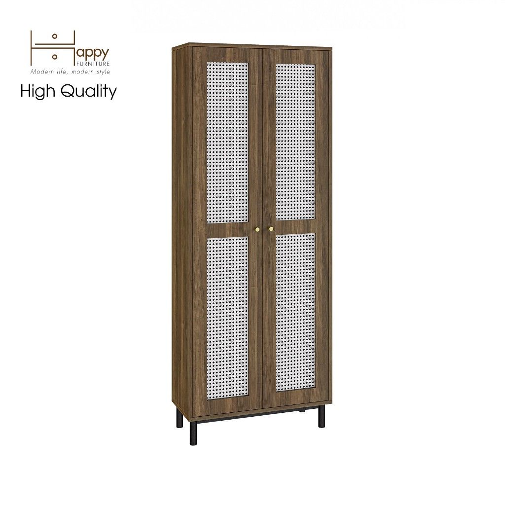 HAPPY FURNITURE , Tủ sách 2 cửa mở chân sắt - ROTAN , TCM_136 , 70cm x 30cm x 180cm