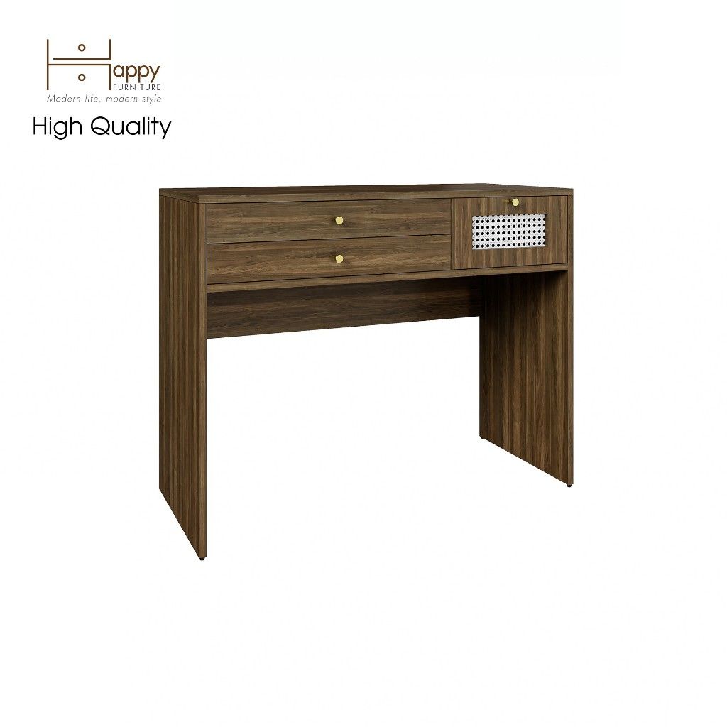 HAPPY FURNITURE , Bàn trang điểm 3 ngăn kéo - ROTAN , BAN_072 , 100cm x 45cm x 78cm