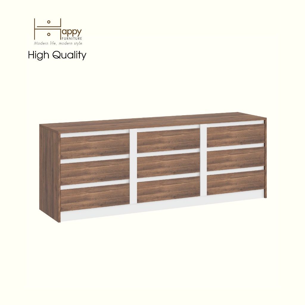 HAPPY FURNITURE , Tủ lưu trữ 9 ngăn kéo - ELIS , THK_338 , 181cm x 45cm x 66cm DxRxC