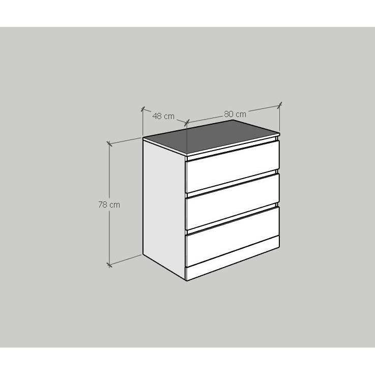 HAPPY FURNITURE , Tủ 3 ngăn kéo - DOOBIE , THK_003 , 80cm x 48cm x 78cm
