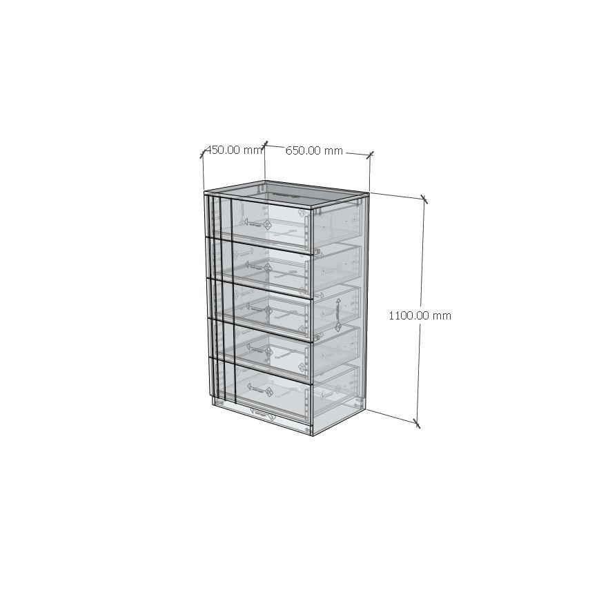 HAPPY FURNITURE , Tủ lưu trữ 5 ngăn kéo - JOVIE , THK_151 , 65cm x 45cm x 110cm