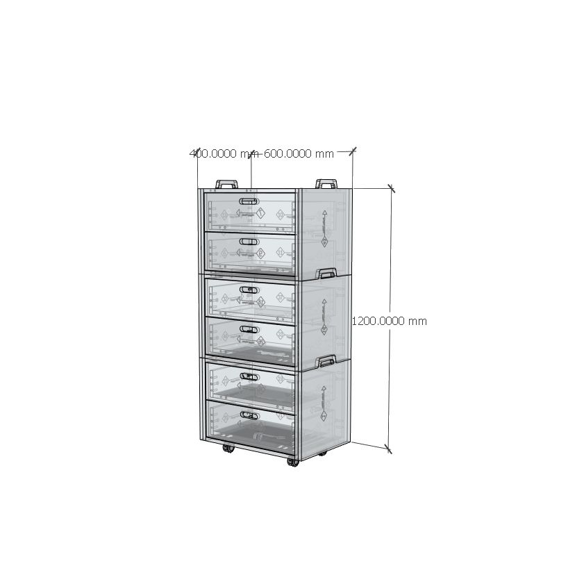 HAPPY FURNITURE , Gỗ tự nhiên , Tủ lưu trữ 6 ngăn kéo gỗ Plywood - GAMOR , THK_205 , 60cm x 40cm x 130cm DxRxC