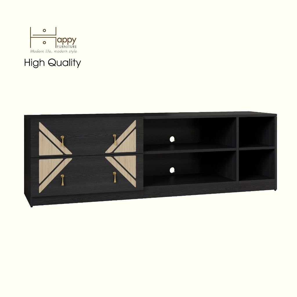 HAPPY FURNITURE , Kệ TV 2 ngăn kéo - CHARIS , KTV_030 , 160cm x 40cm x 50cm