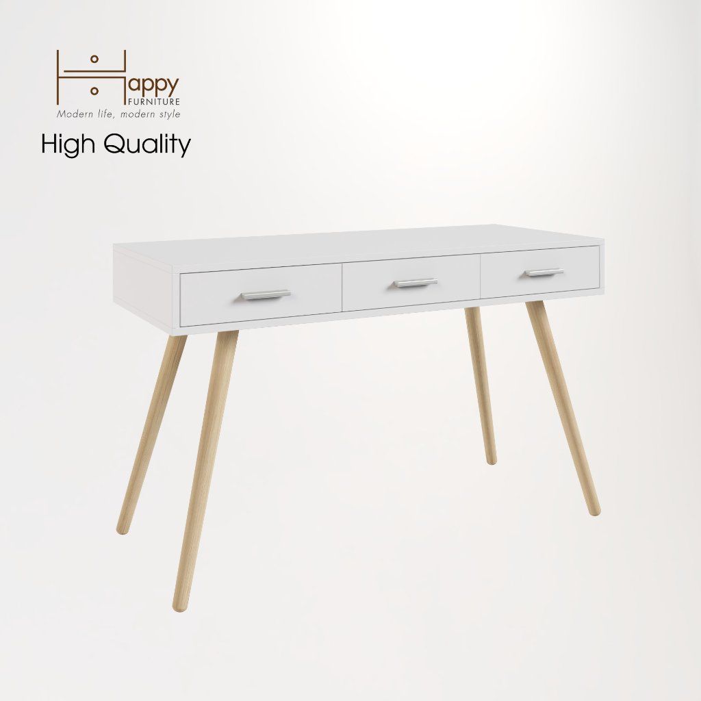 HAPPY FURNITURE , Bàn làm việc 3 ngăn chân gỗ chéo - OSRI , BAN_003 , 120cm x 50cm x 75cm