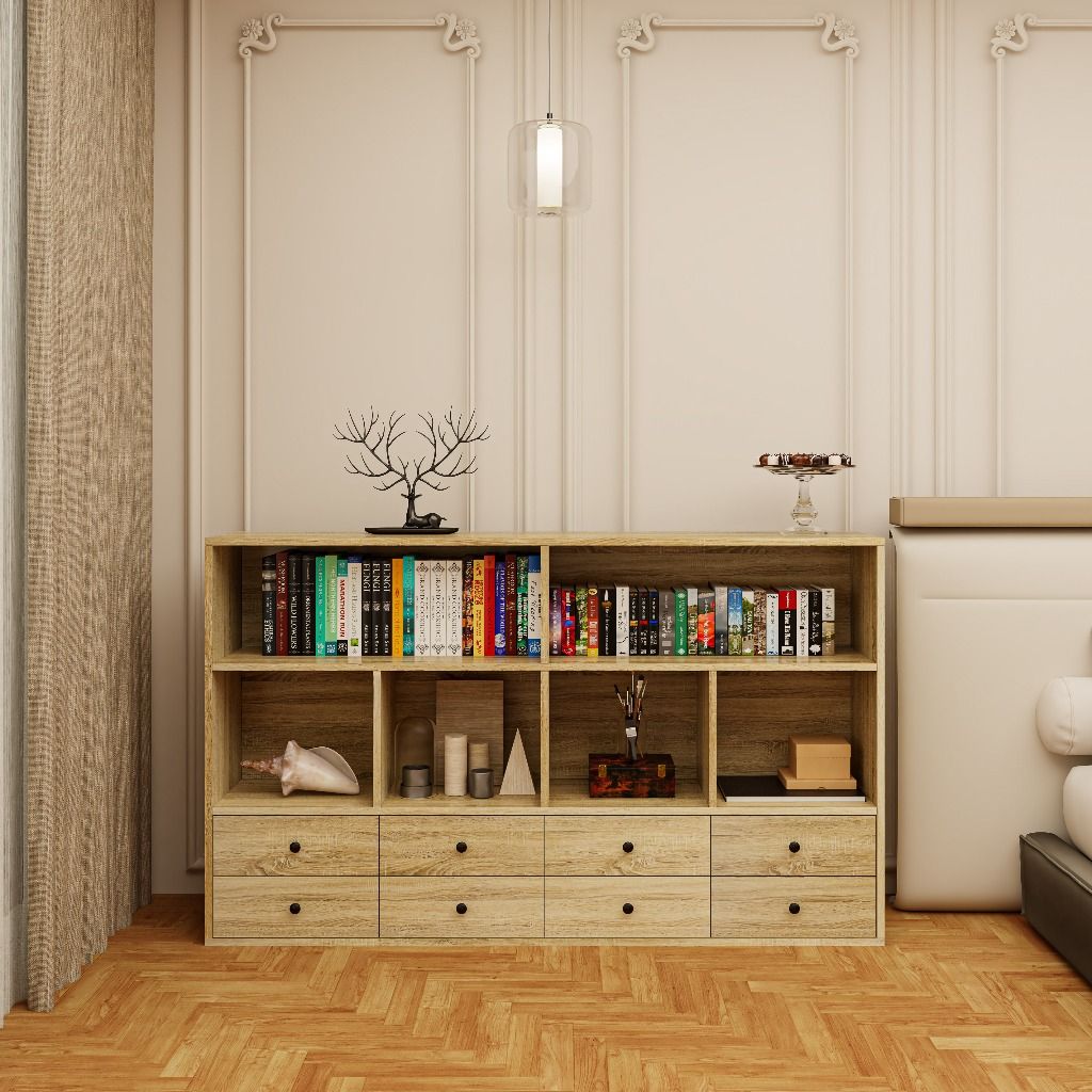 HAPPY FURNITURE , ZACY - Kệ lưu trữ 8 ngăn kéo , THK_220 , 150cm x 32cm x 90cm DxRxC, Sản phẩm phổ thông