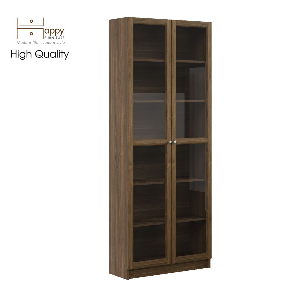 HAPPY FURNITURE , kệ sách 6 tầng cửa kính - CATY , KSA_010 , 80cm x 30cm x 202cm