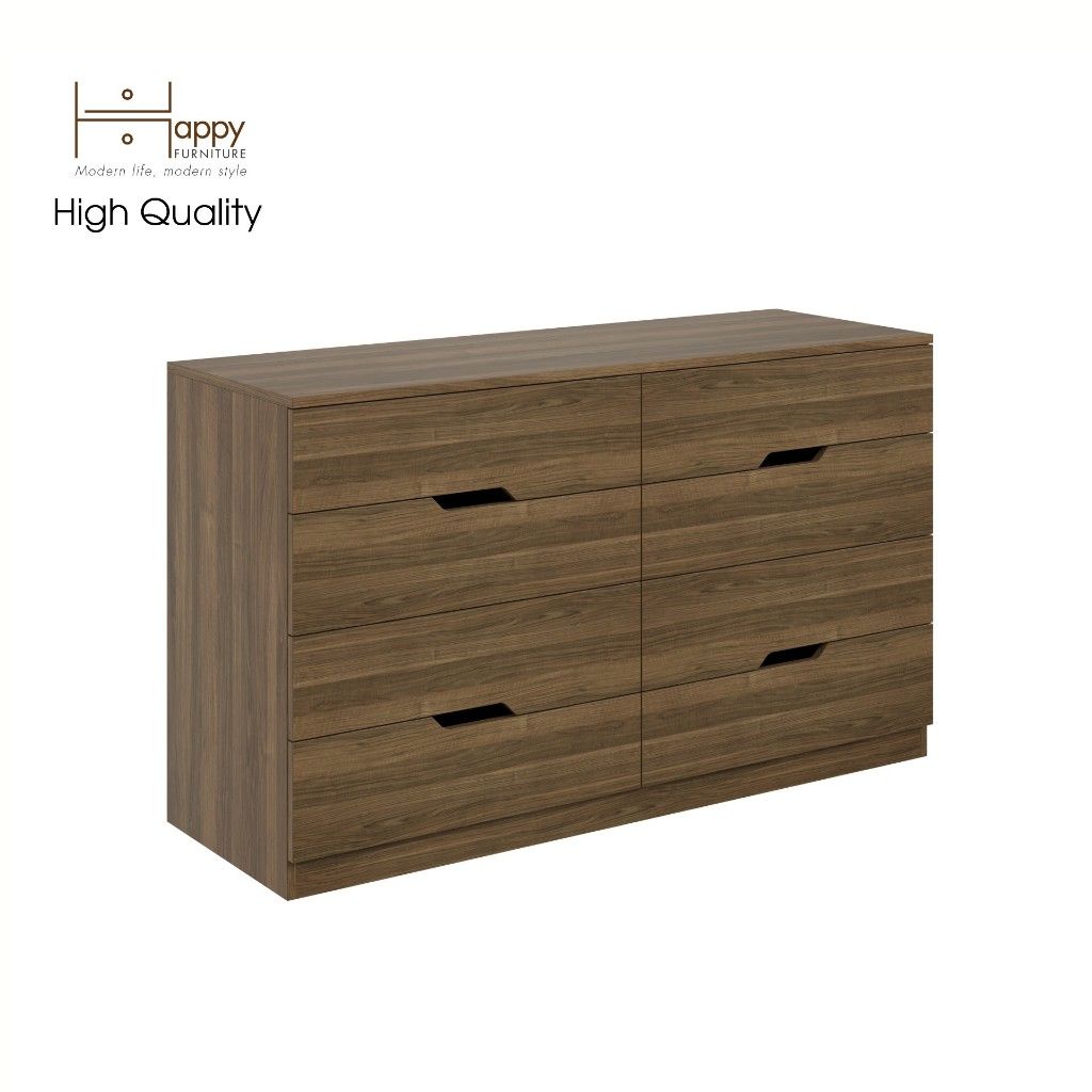 HAPPY FURNITURE , Tủ đựng đồ - 8 ngăn kéo - DASH , THK_053 , 132cm x 46cm x 78cm