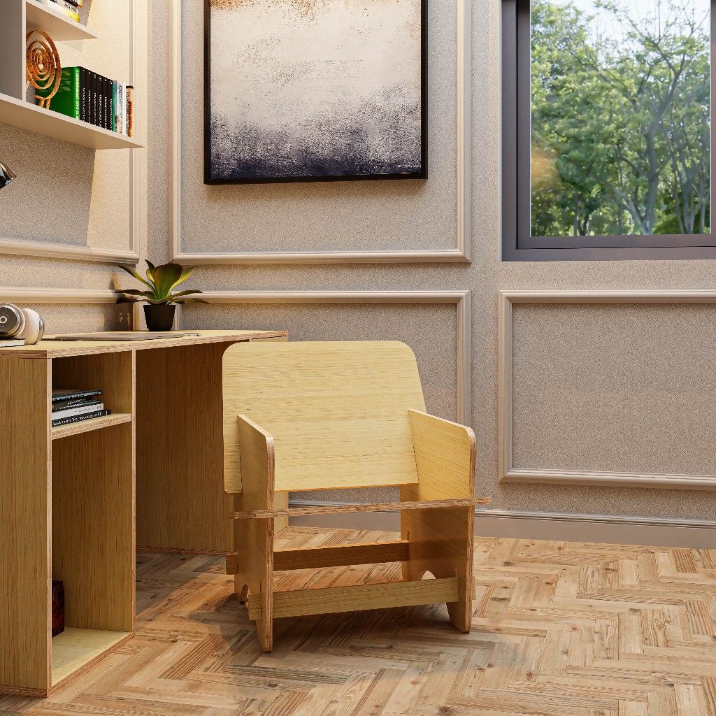 HAPPY FURNITURE , Gỗ tự nhiên , Ghế gỗ Plywood - SANARI , GHE_010 , 62cm x 61cm x 74cm DxRxC
