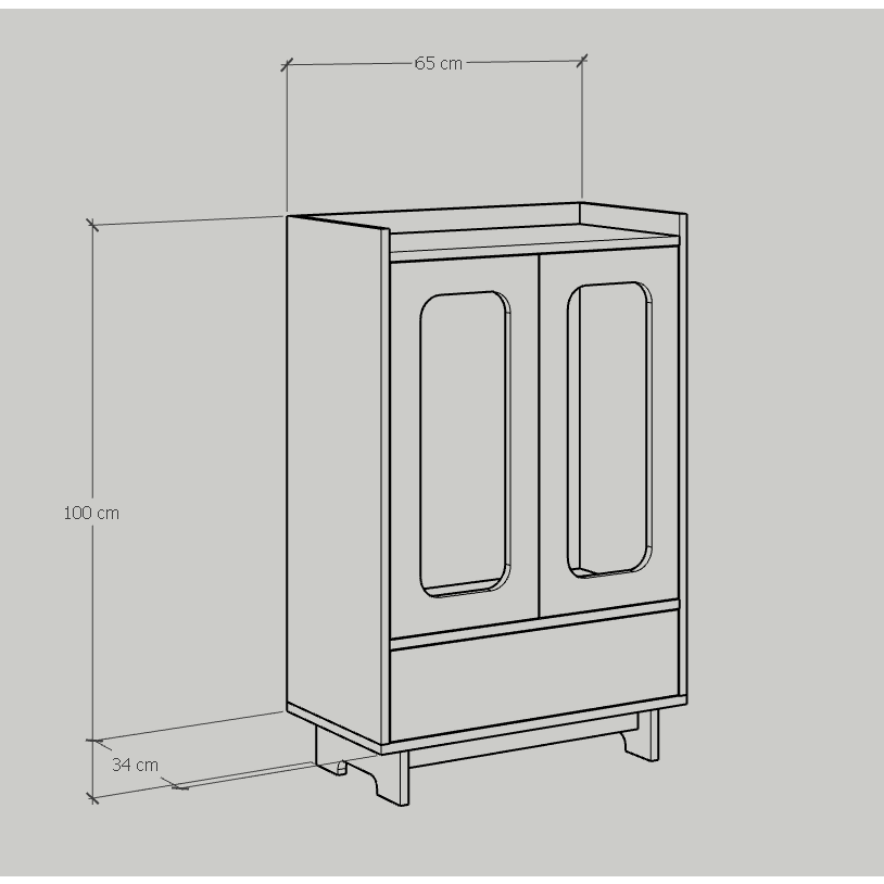 HAPPY FURNITURE , Tủ giày 2 cánh mây - MEYDAN , TCM_055 , 65cm x 34cm x 100cm