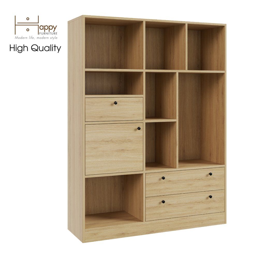 HAPPY FURNITURE , Kệ sách nhiều ngăn - CATY , KSA_027 , 120cm x 38cm x 160cm
