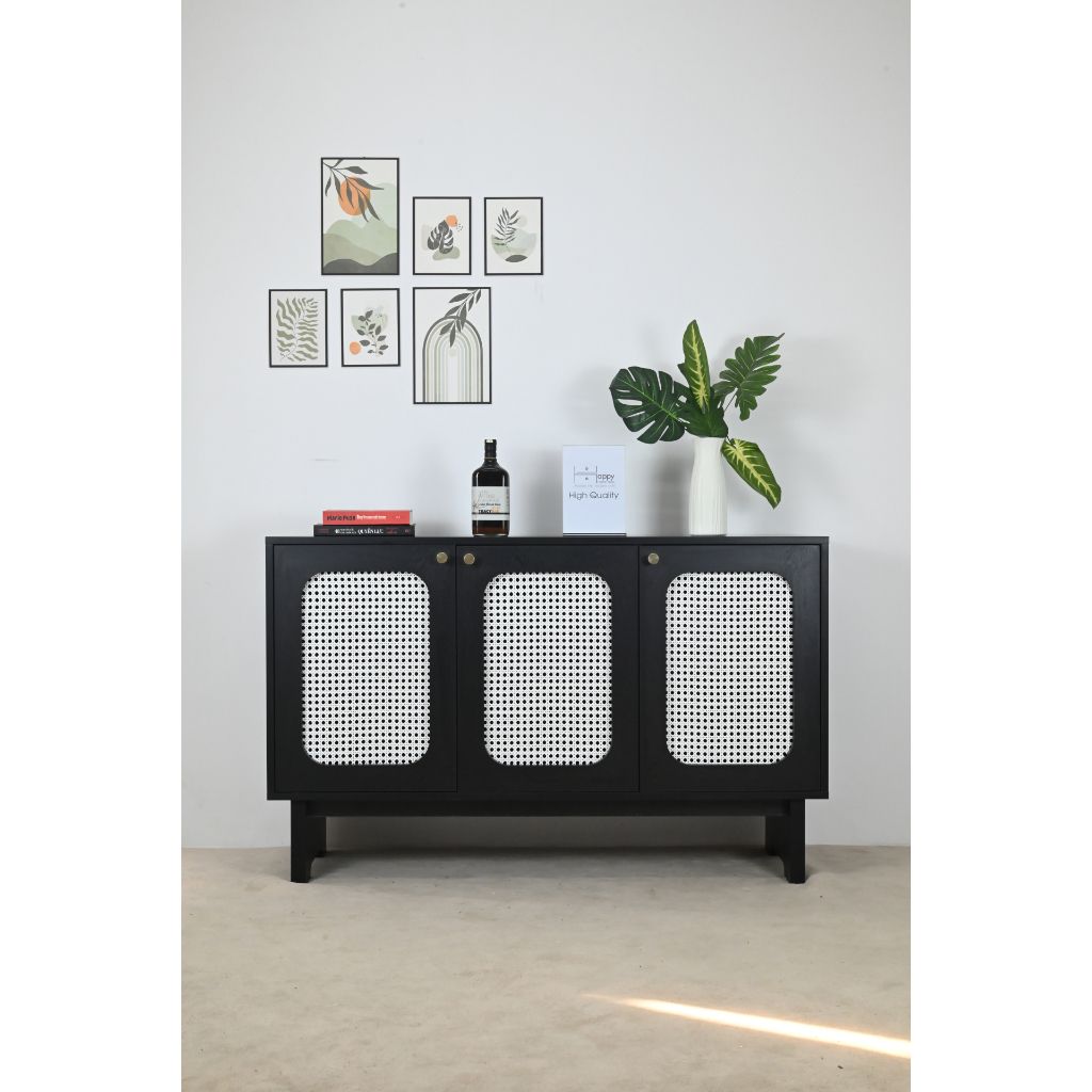 HAPPY FURNITURE , Tủ lưu trữ 3 cánh mây - MEYDAN , TCM_054 , 128cm x 40cm x 80cm