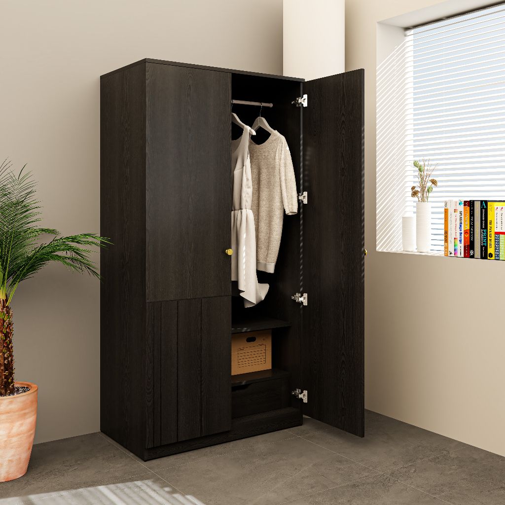 HAPPY FURNITURE , Tủ quần áo 2 cánh mở - JOVIE , TCM_166 , 90cm x 54cm x 180cm