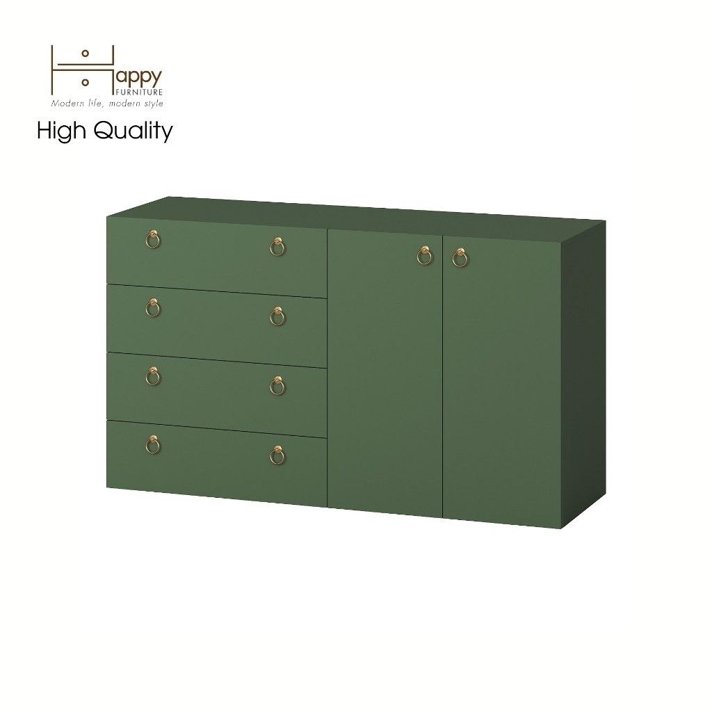 HAPPY FURNITURE , Tủ đựng đồ 4 ngăn kéo 2 cửa mở - WESLEY , THK_046 , 140cm x 45cm x 80cm