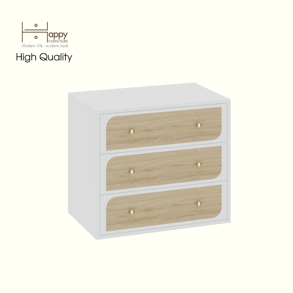 HAPPY FURNITURE , Táp đầu giường 3 ngăn kéo - BANA , THK_121 , 70cm x 45cm x 61cm