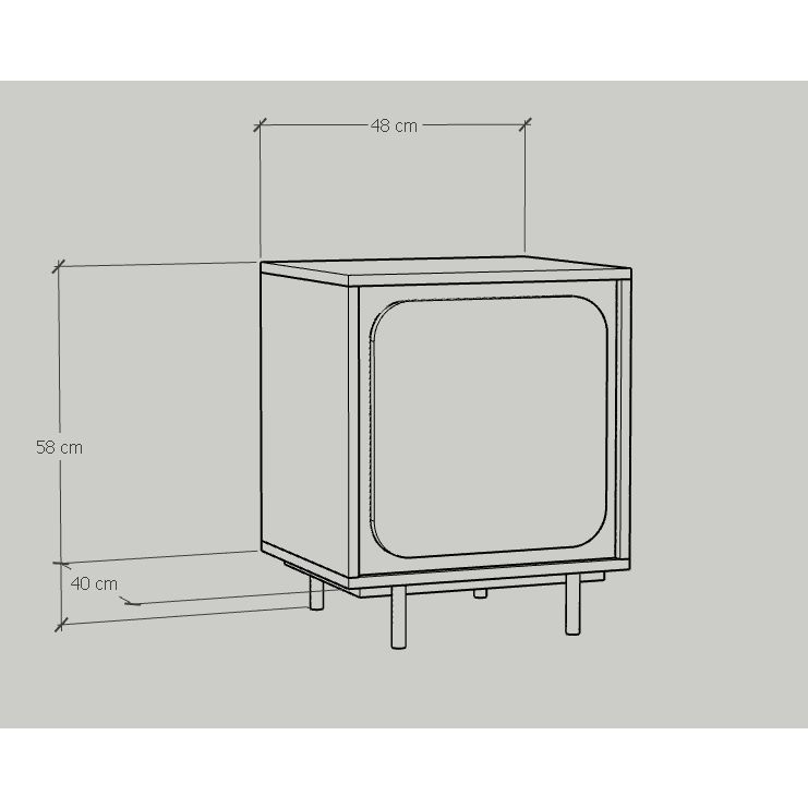 HAPPY FURNITURE , Táp đầu giường 1 cửa mở chân sắt - SWEETY , TCM_058 , 48cm x 40cm x 58cm