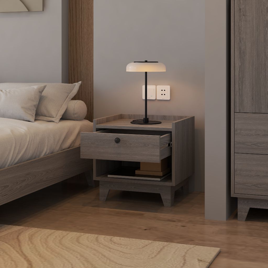 HAPPY FURNITURE , Táp đầu giường 1 ngăn kéo - KINA , THK_070 , 48cm x 40cm x 46cm