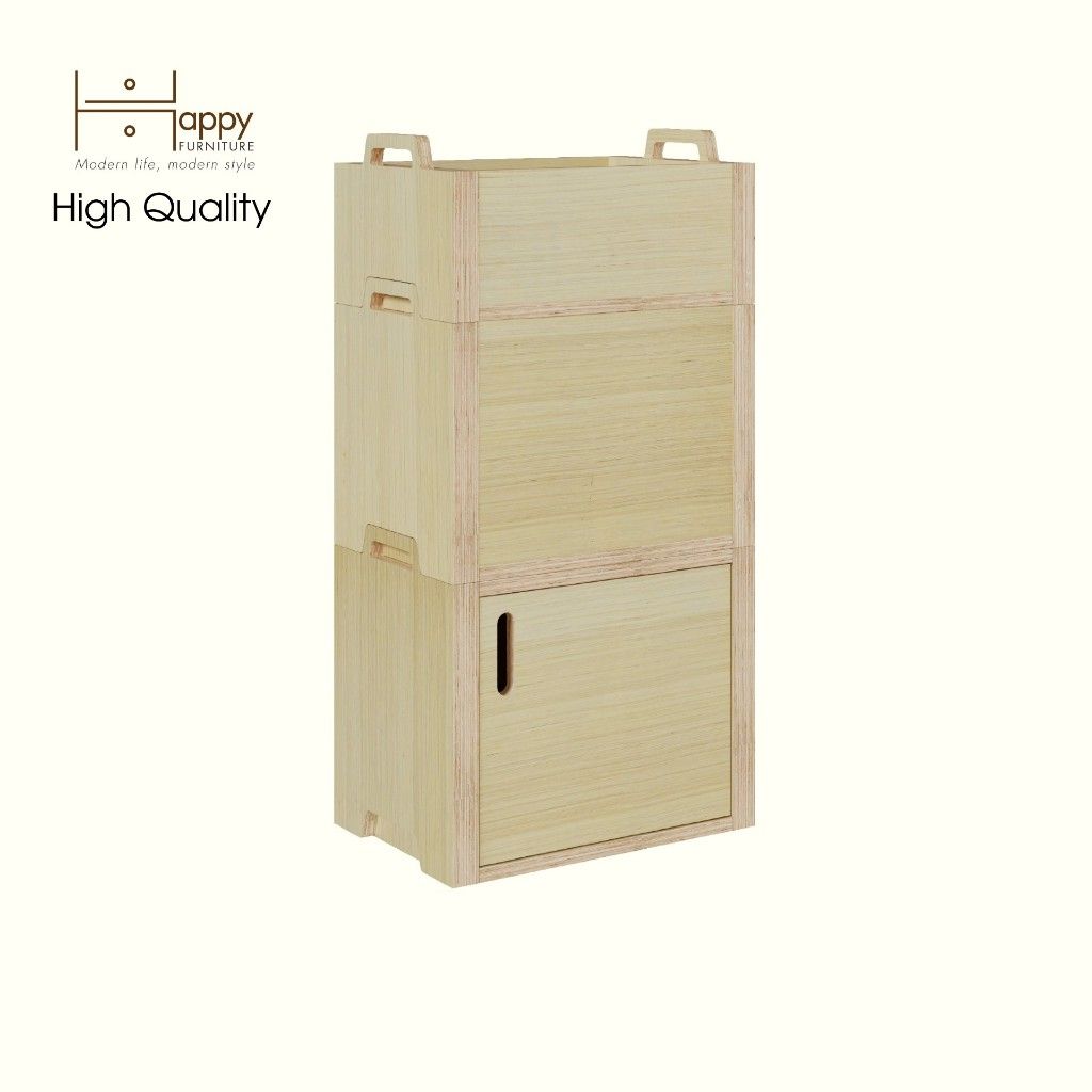HAPPY FURNITURE , Gỗ tự nhiên , Tủ lưu trữ 3 tầng gỗ Plywood - GAMOR , TLT_034 , 45cm x 30cm x 89cm DxRxC