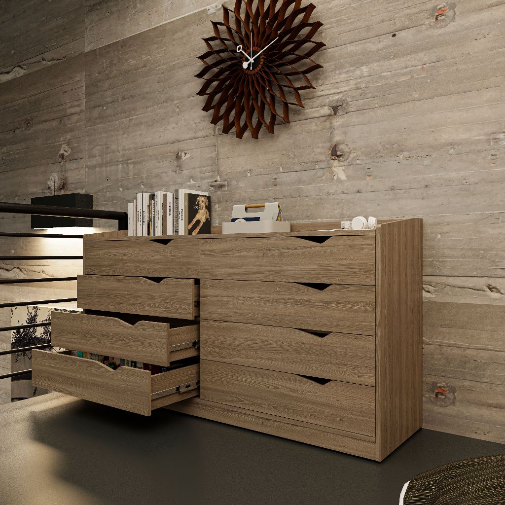 HAPPY FURNITURE , Tủ lưu trữ 8 ngăn kéo - WINNI , THK_140 , 160cm x 45cm x 84cm