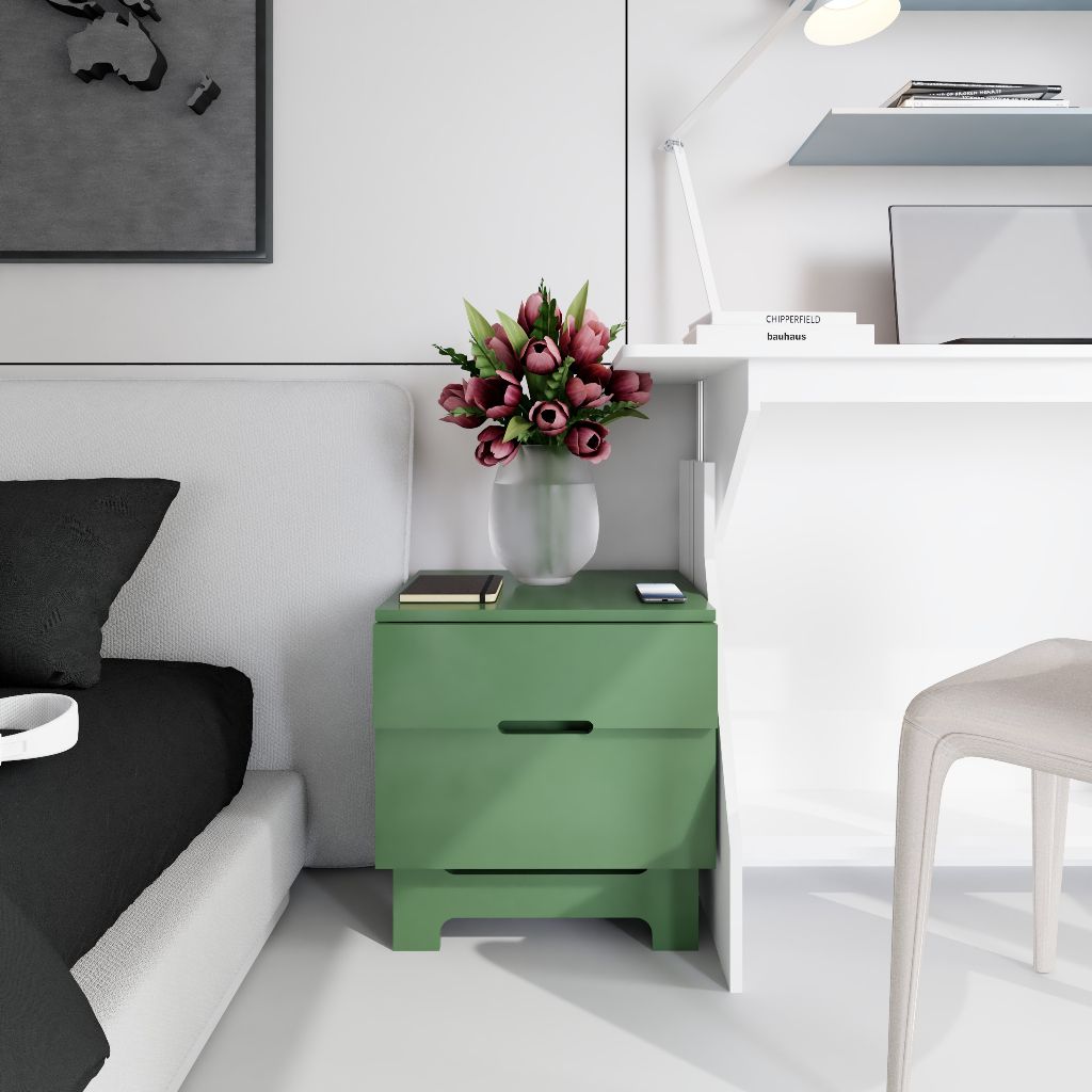 HAPPY FURNITURE , Táp đầu giường 2 ngăn kéo - LILY , THK_108 , 50cm x 45cm x 52cm