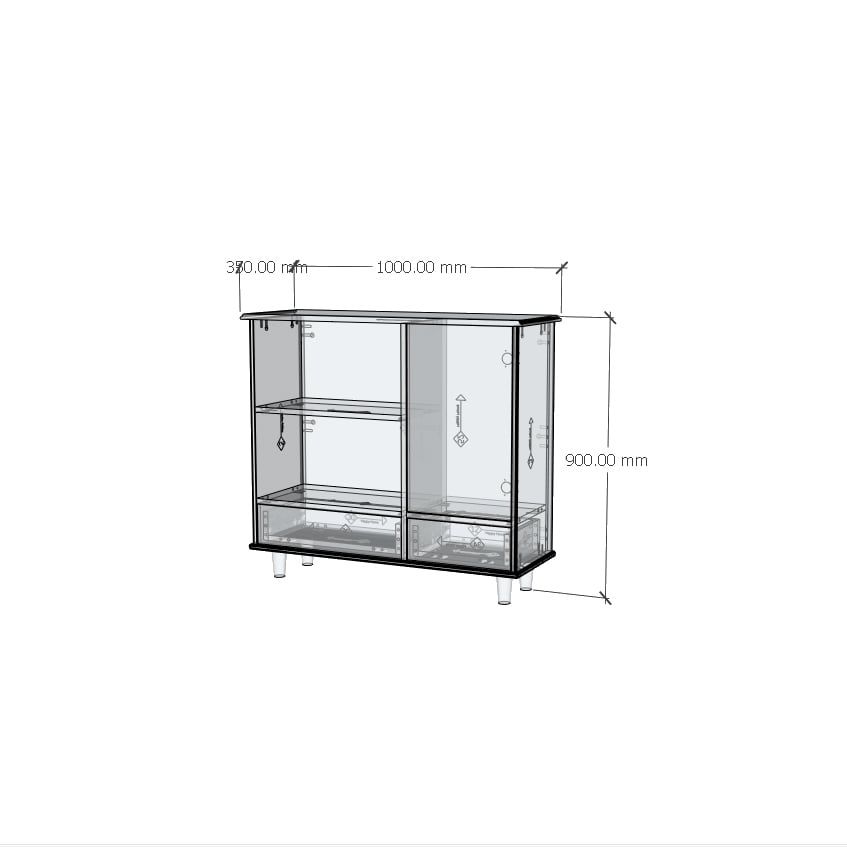 HAPPY FURNITURE , Gỗ tự nhiên , Tủ lưu trữ 2 ngăn kéo - FARAH , TLT_013 , 100x35x90cm