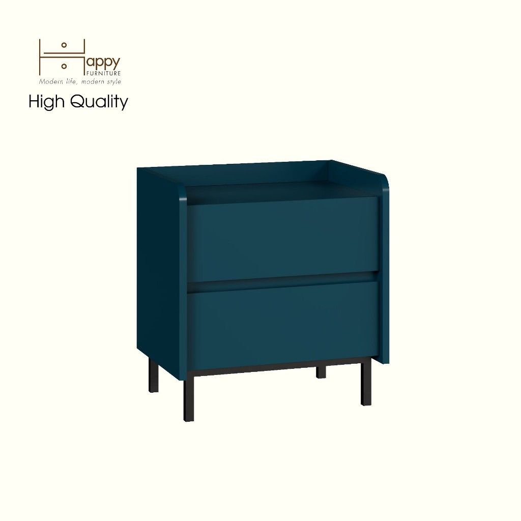 HAPPY FURNITURE , Táp đầu giường 2 ngăn kéo chân sắt - LAVIA , THK_153 , 50cm x 40cm x 54cm