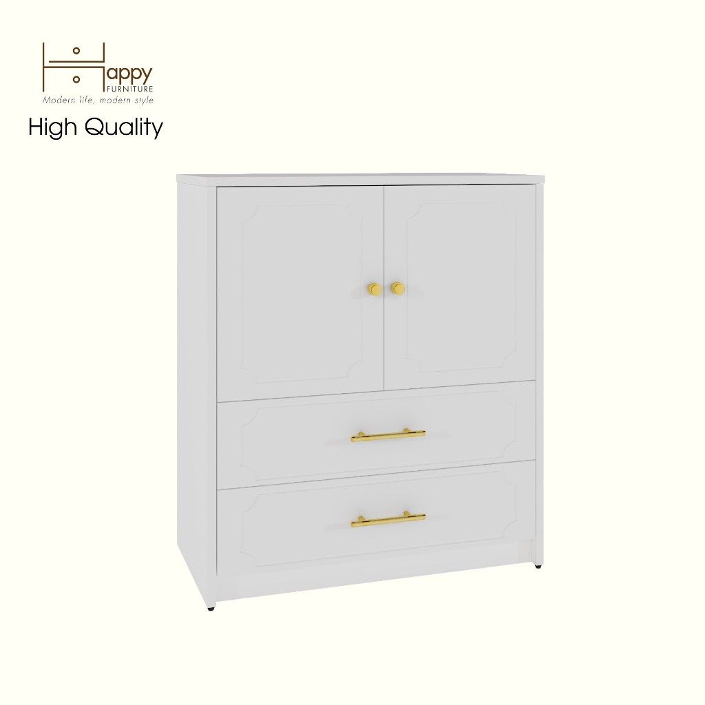 HAPPY FURNITURE , Tủ lưu trữ 2 cửa mở 2 ngăn kéo - NERIS , TCM_146 , 70cm x 36cm x 80cm