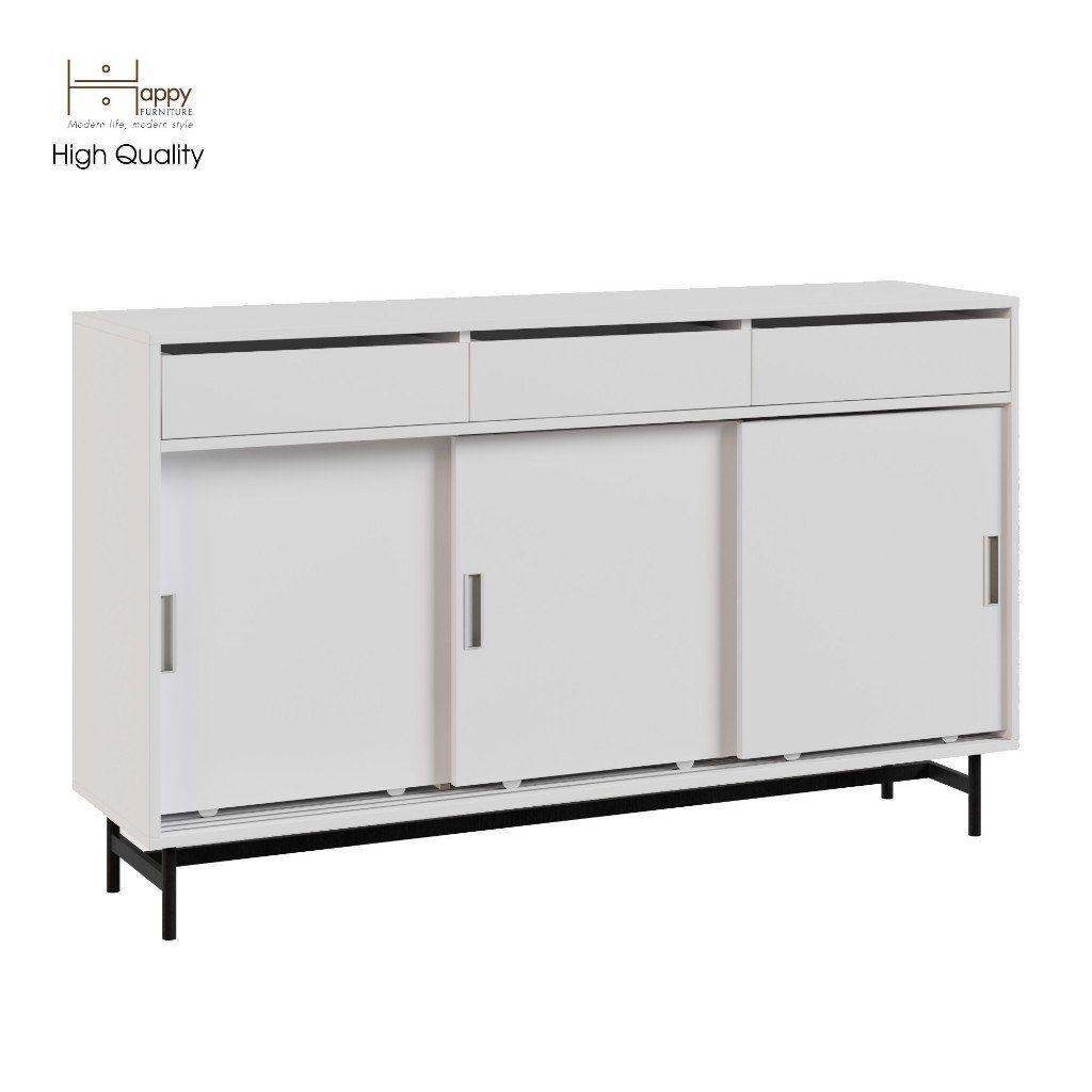 HAPPY FURNITURE , Tủ lưu trữ 3 cửa lùa chân sắt - LILY , TCL_016 , 150cm x 40cm x 90cm
