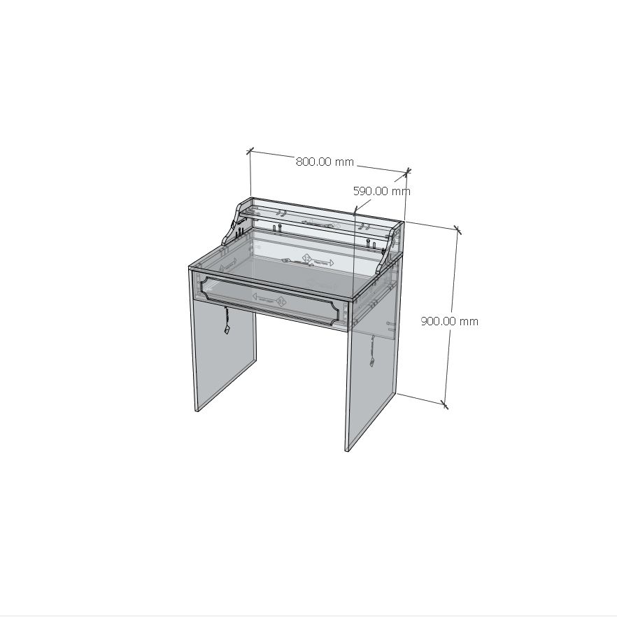 HAPPY FURNITURE , Bàn trang điểm 1 ngăn kéo - NERIS , BAN_076 , 80cm x 59cm x 90cm