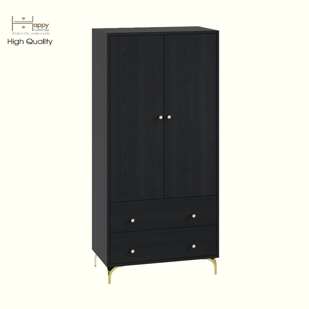 HAPPY FURNITURE , Tủ lưu trữ 2 cửa mở 2 ngăn kéo - HAPPI, TCM_229 , 70cm x 40cm x 150cm DxRxC