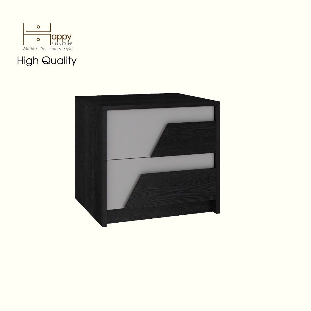 HAPPY FURNITURE , Táp đầu giường 2 ngăn kéo - PONIX , THK_110 , 50cm x 45cm x 46cm