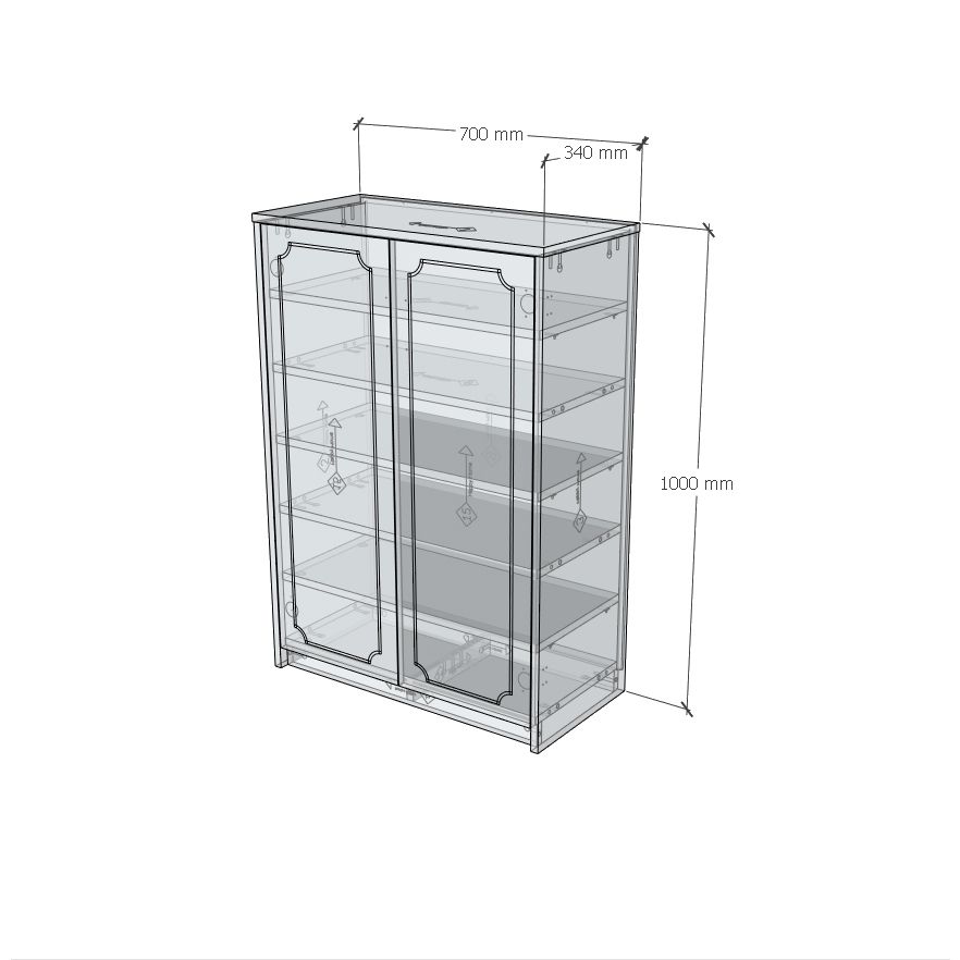 HAPPY FURNITURE , Tủ lưu trữ 2 cửa mở - NERIS , TCM_145 , 70cm x 34cm x 100cm