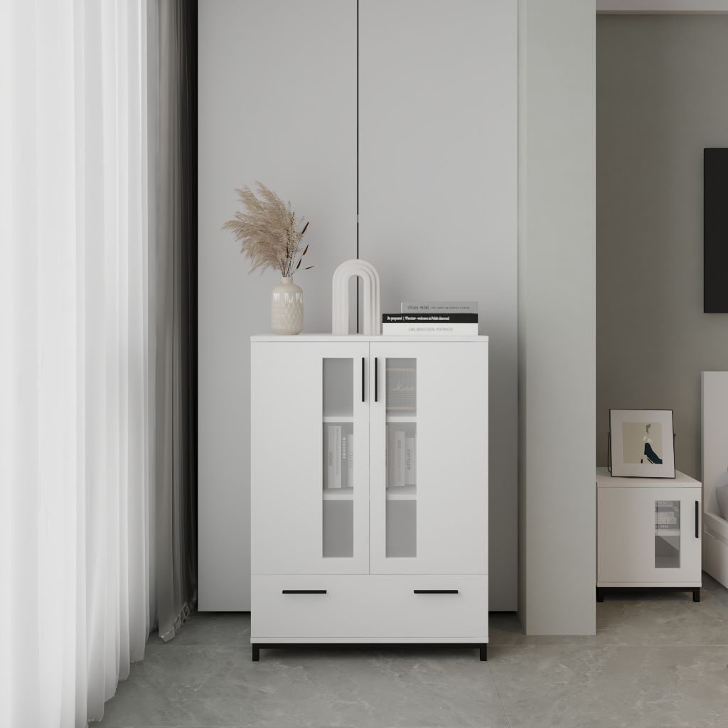 HAPPY FURNITURE , Tủ lưu trữ chân sắt - LOUIS , TCM_028 , 76cm x 36cm x 104cm