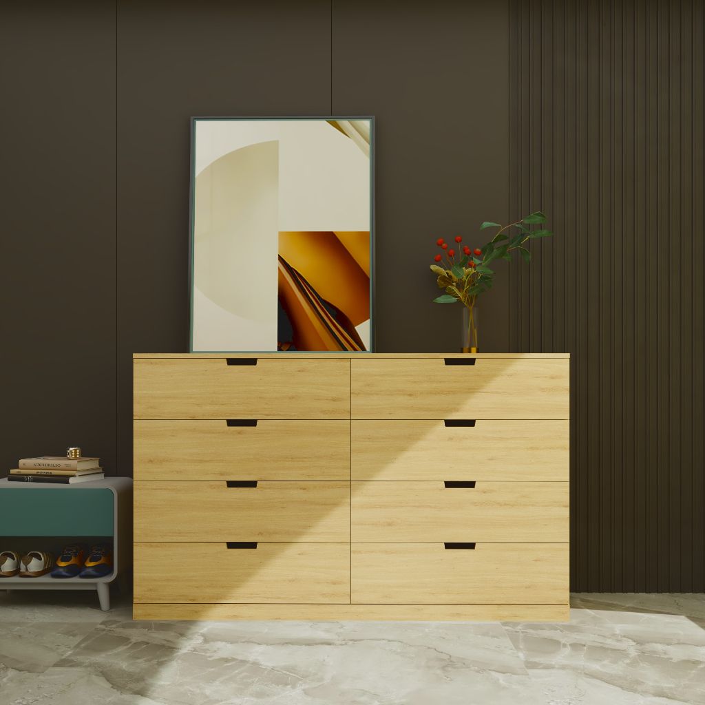 HAPPY FURNITURE , Tủ đựng đồ 8 ngăn kéo - SCANDINA , THK_097 , 160cm x 47cm x 98cm