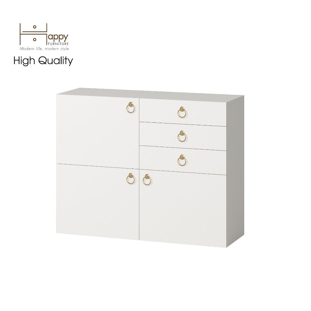 HAPPY FURNITURE , Tủ đựng đồ 3 ngăn kéo 3 ngăn cửa mở - WESLEY , TCM_017 , 90cm x 30cm x 70cm