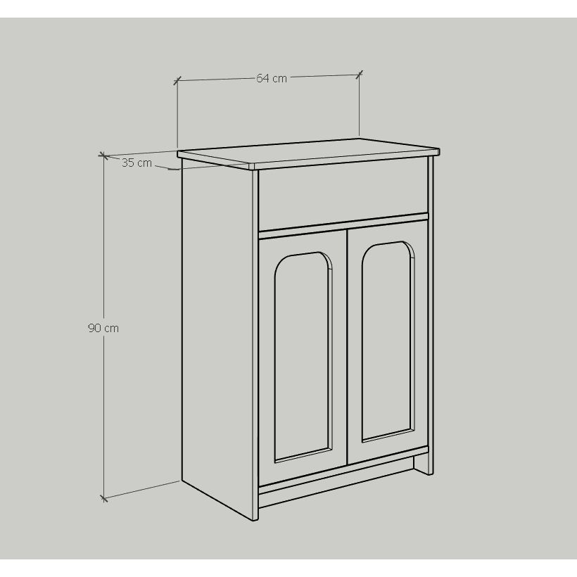 HAPPY FURNITURE , Tủ lưu trữ 2 cửa mở - NOMIA , TCM_036 , 64cm x 35cm x 90cm
