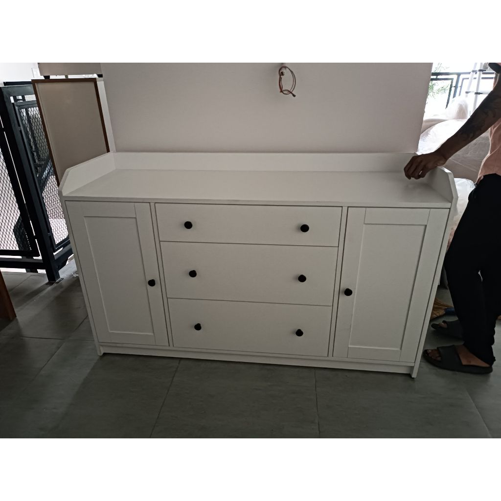 HAPPY FURNITURE , Tủ 2 cửa mở 3 ngăn kéo - CANA , THK_007 , 140cm x 46cm x 84cm